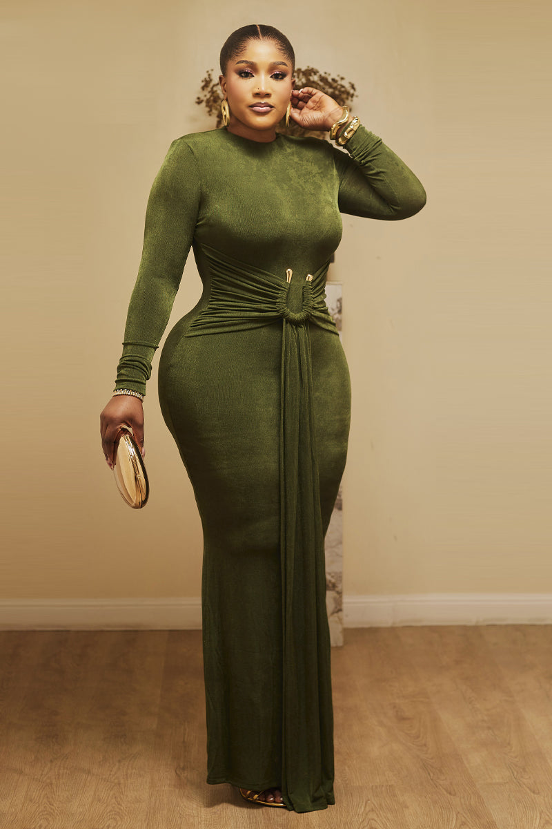 “Amara Sculpted Elegance Maxi Dress”