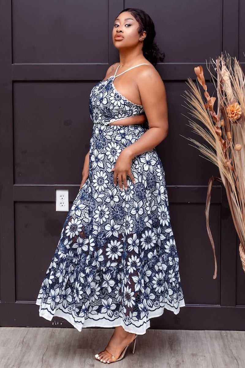 Floral Grace Cutout Maxi Dress