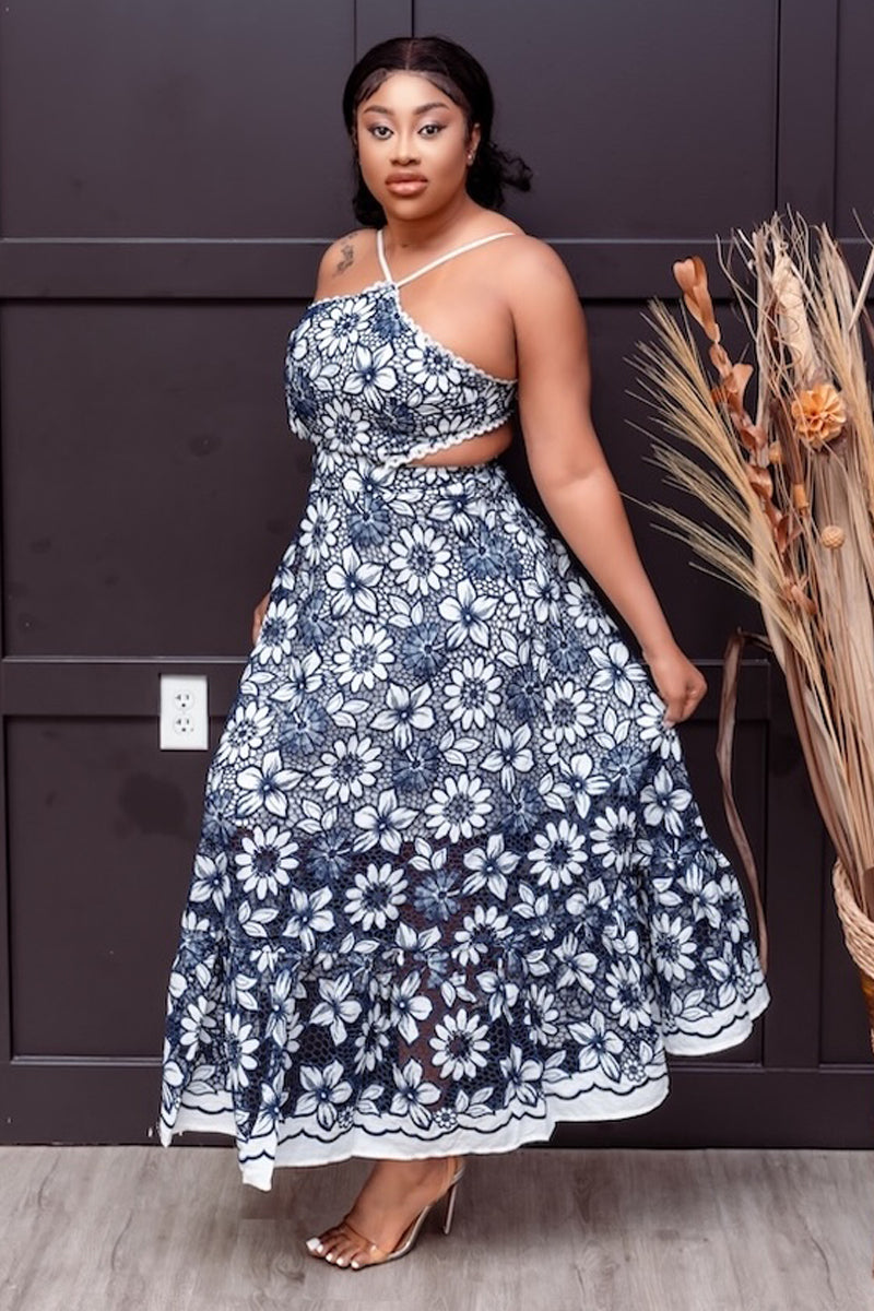 Floral Grace Cutout Maxi Dress