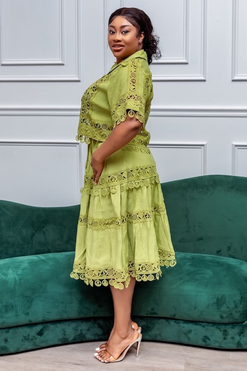 Eden Lace Skirt Set – Green