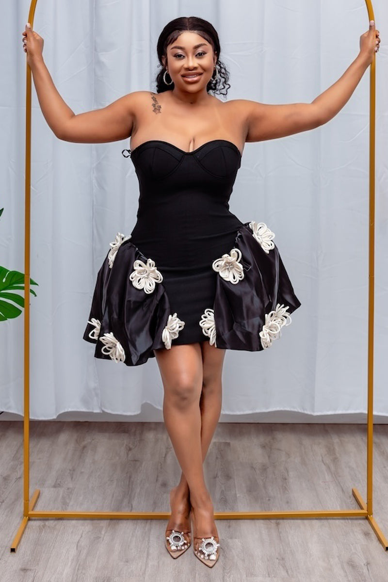 Floral Noir Corset Mini Dress