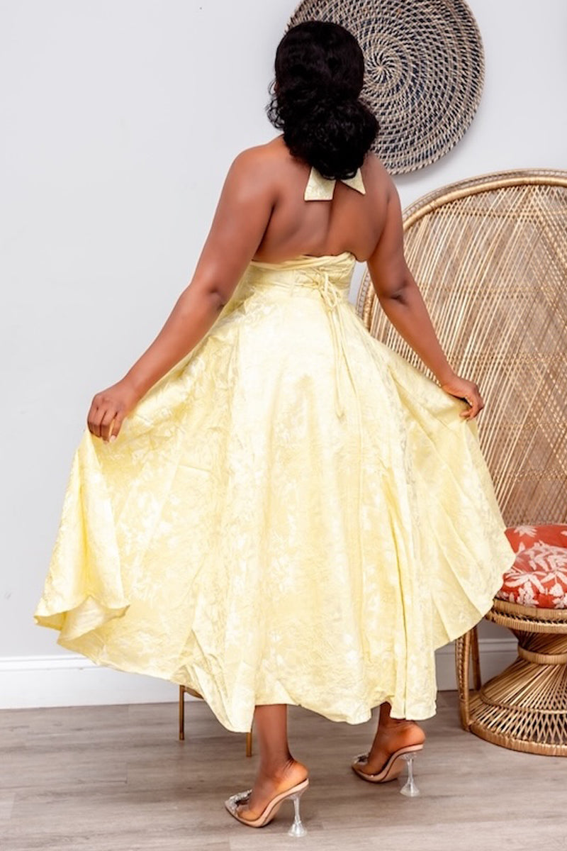 Lemon Sorbet Halter Dress