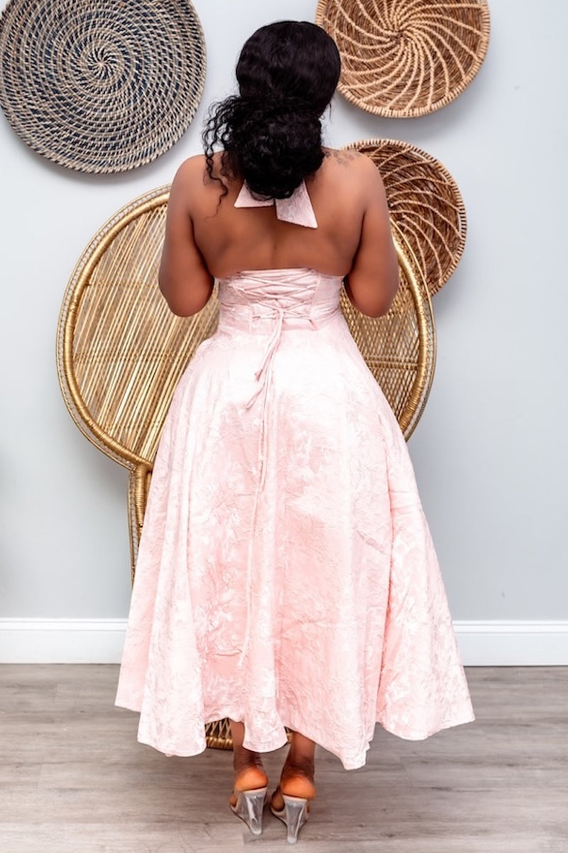 Blush Radiance Halter Midi Dress