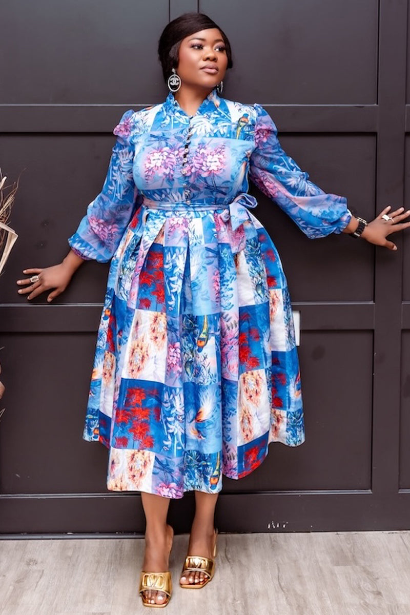Lucy Floral Mosaic Midi Dress