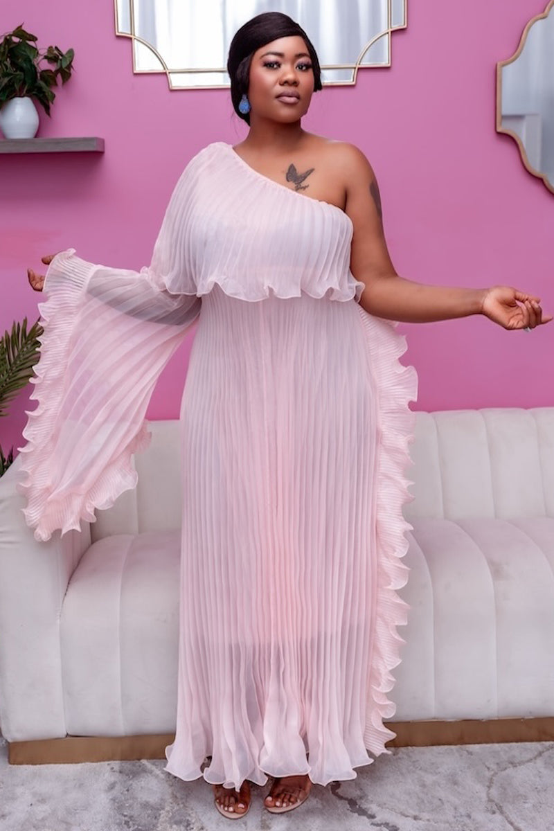 Blush Whisper One-Shoulder Maxi Dress
