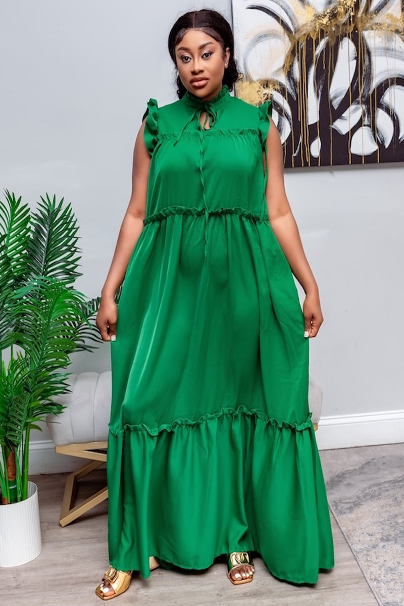 Golden Glow Ruffle Maxi Dress-Orange