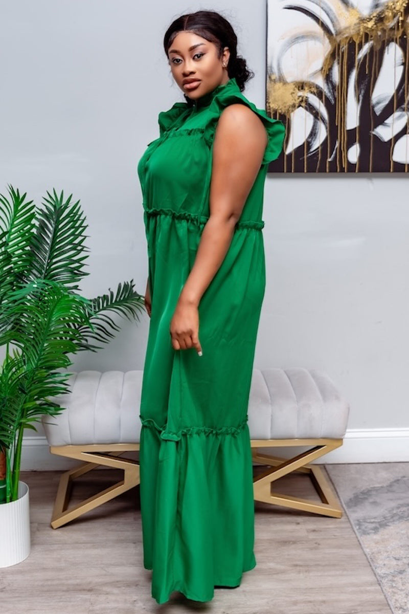 Golden Glow Ruffle Maxi Dress-Orange