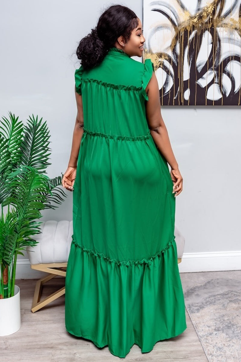 Golden Glow Ruffle Maxi Dress-Orange
