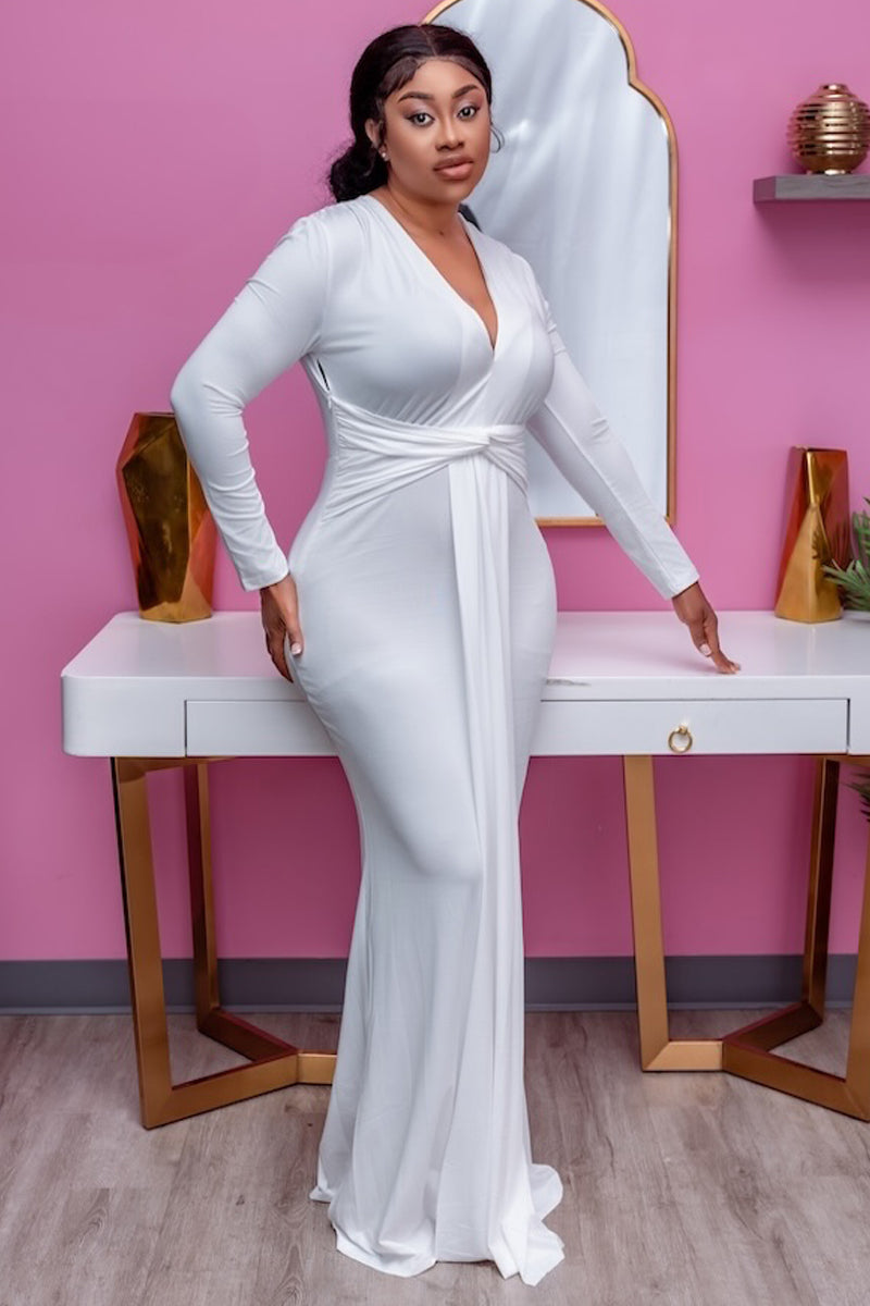 "Ivory Grace" Long Sleeve Maxi Dress