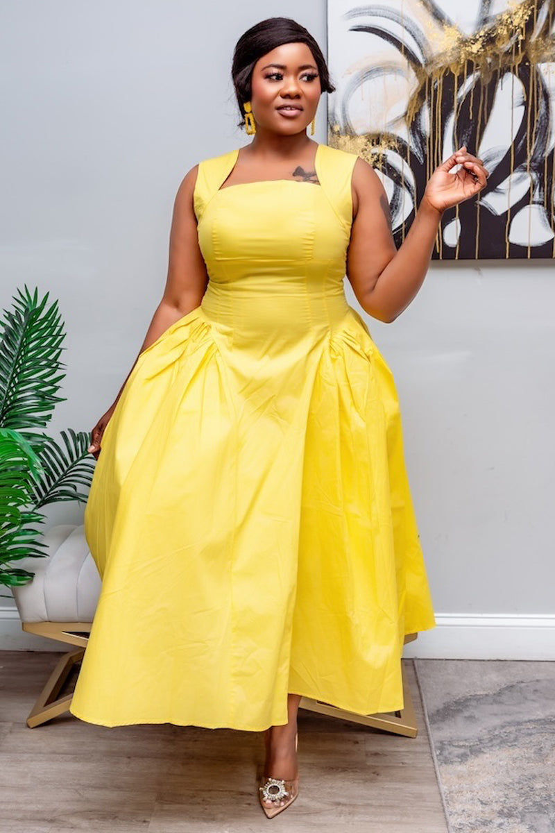 Sunshine Elegance Midi Dress