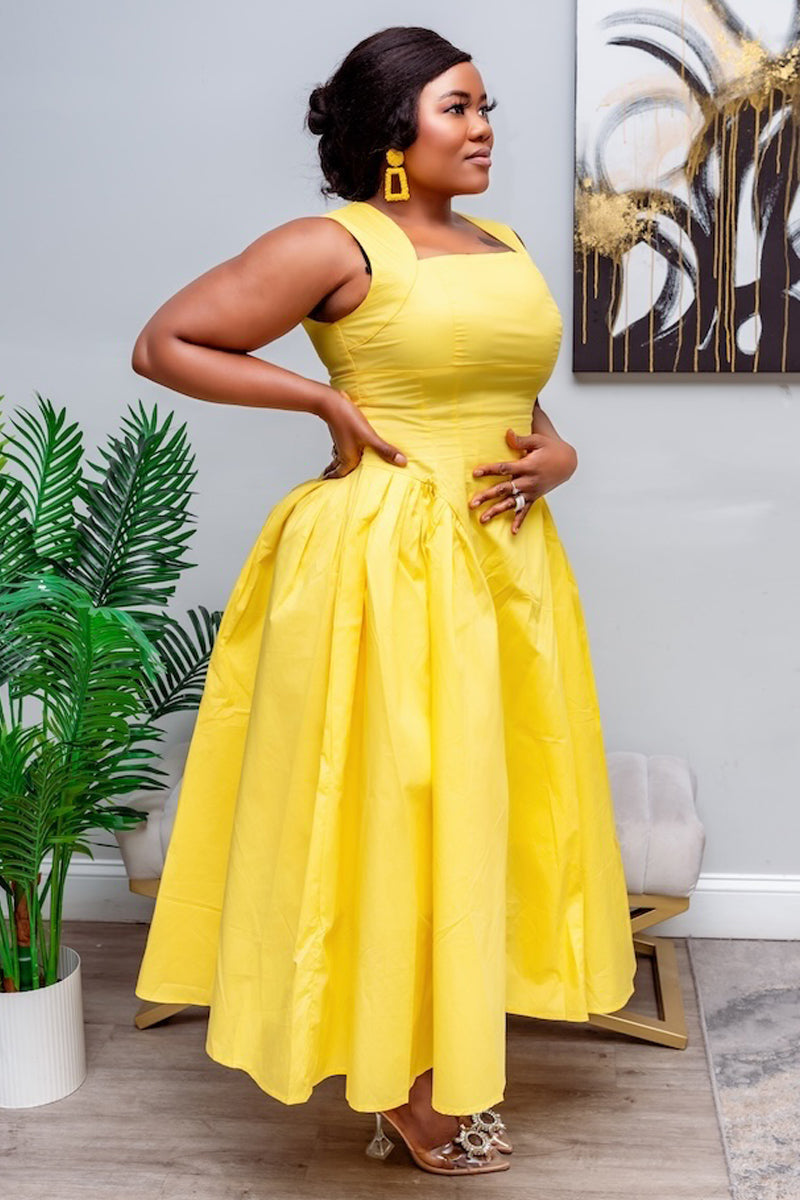 Sunshine Elegance Midi Dress