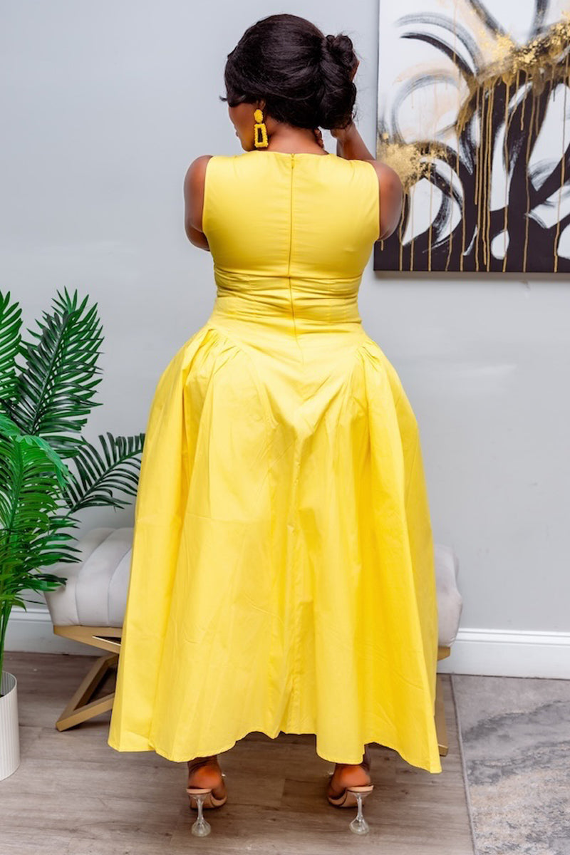 Sunshine Elegance Midi Dress