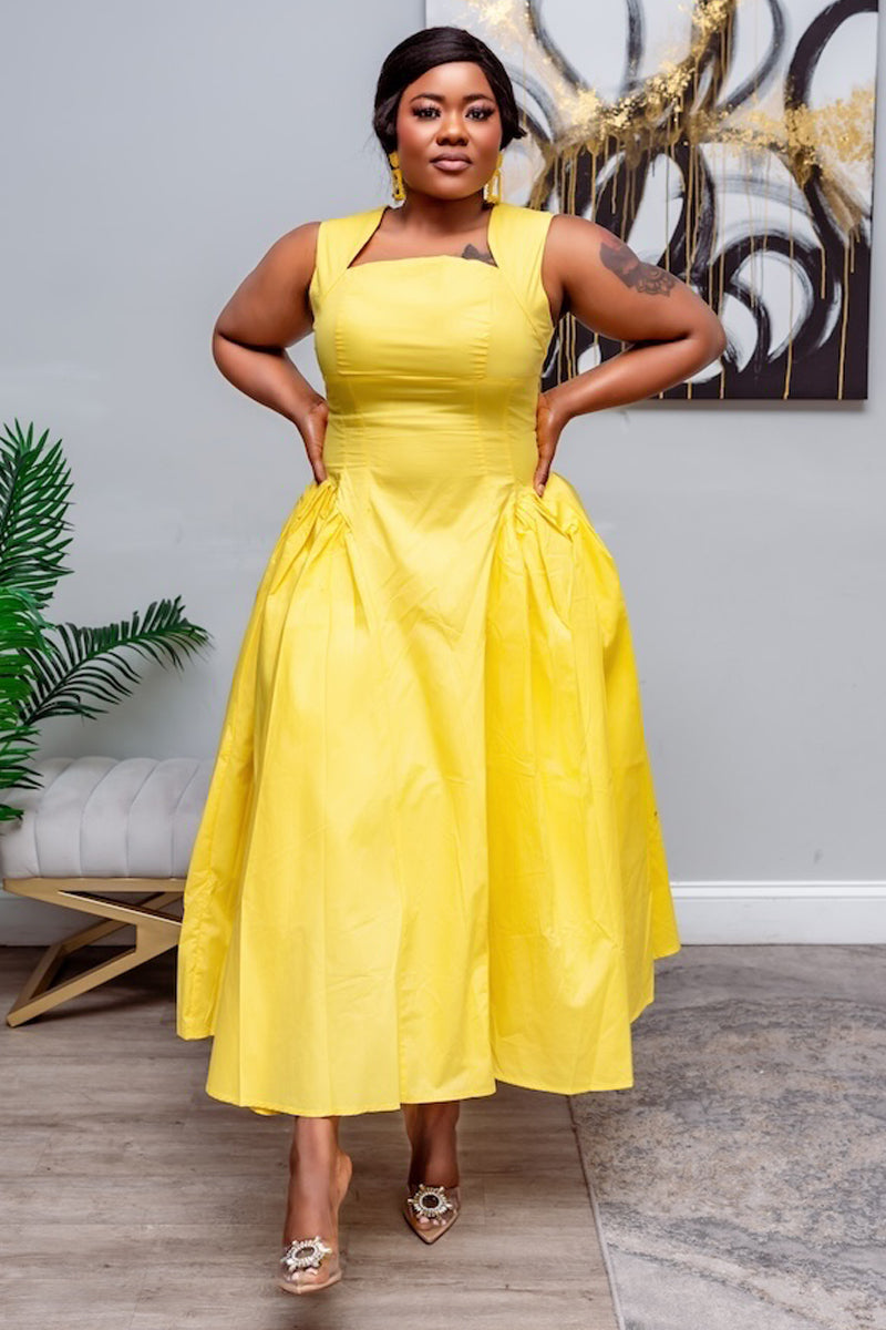 Sunshine Elegance Midi Dress