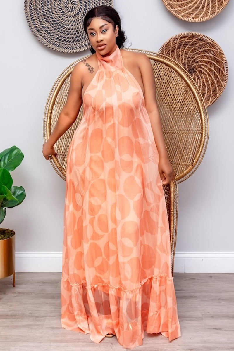 Sunset Glow Halter Maxi Dress