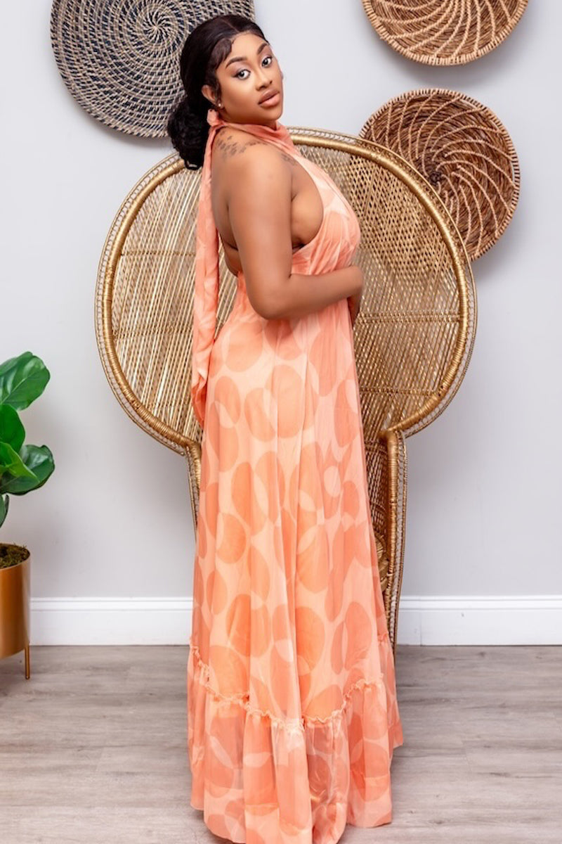Sunset Glow Halter Maxi Dress