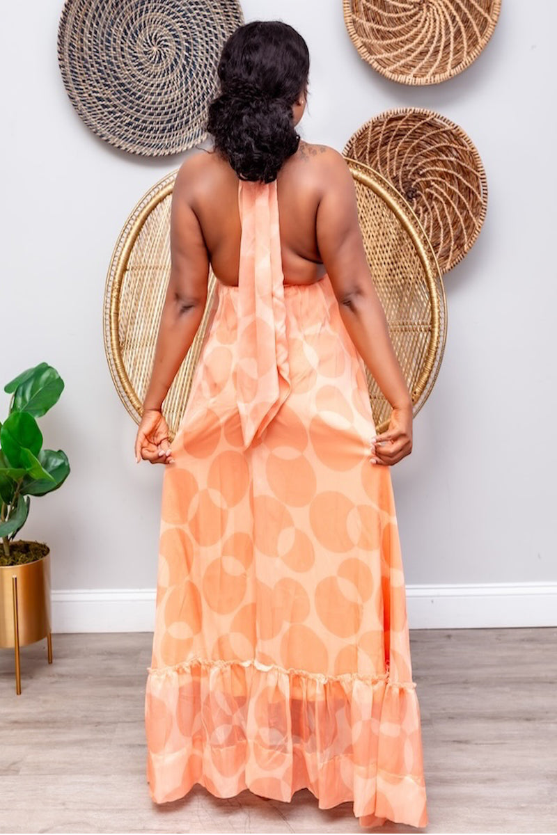 Sunset Glow Halter Maxi Dress