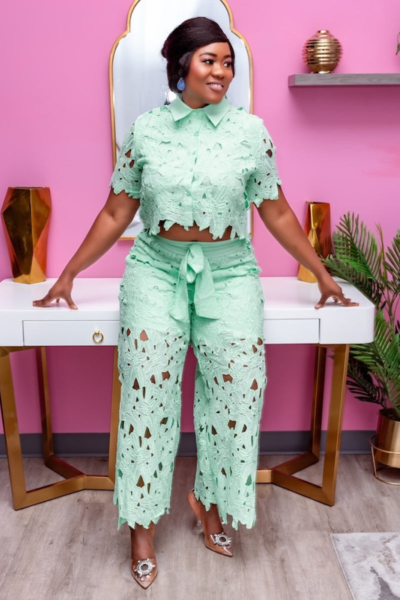 Mya Mint Lace Two-Piece Set