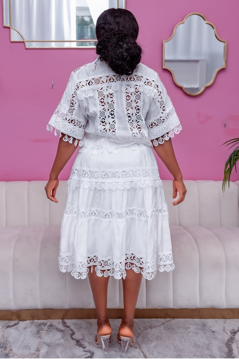 White Lace Skirt Set – White