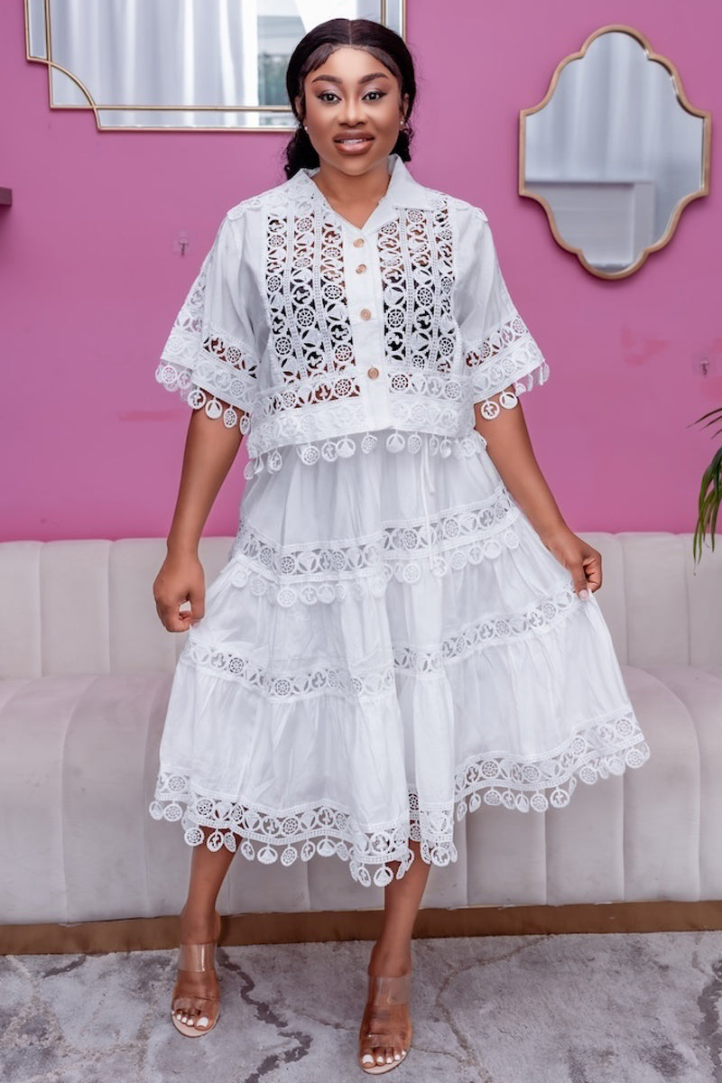 White Lace Skirt Set – White
