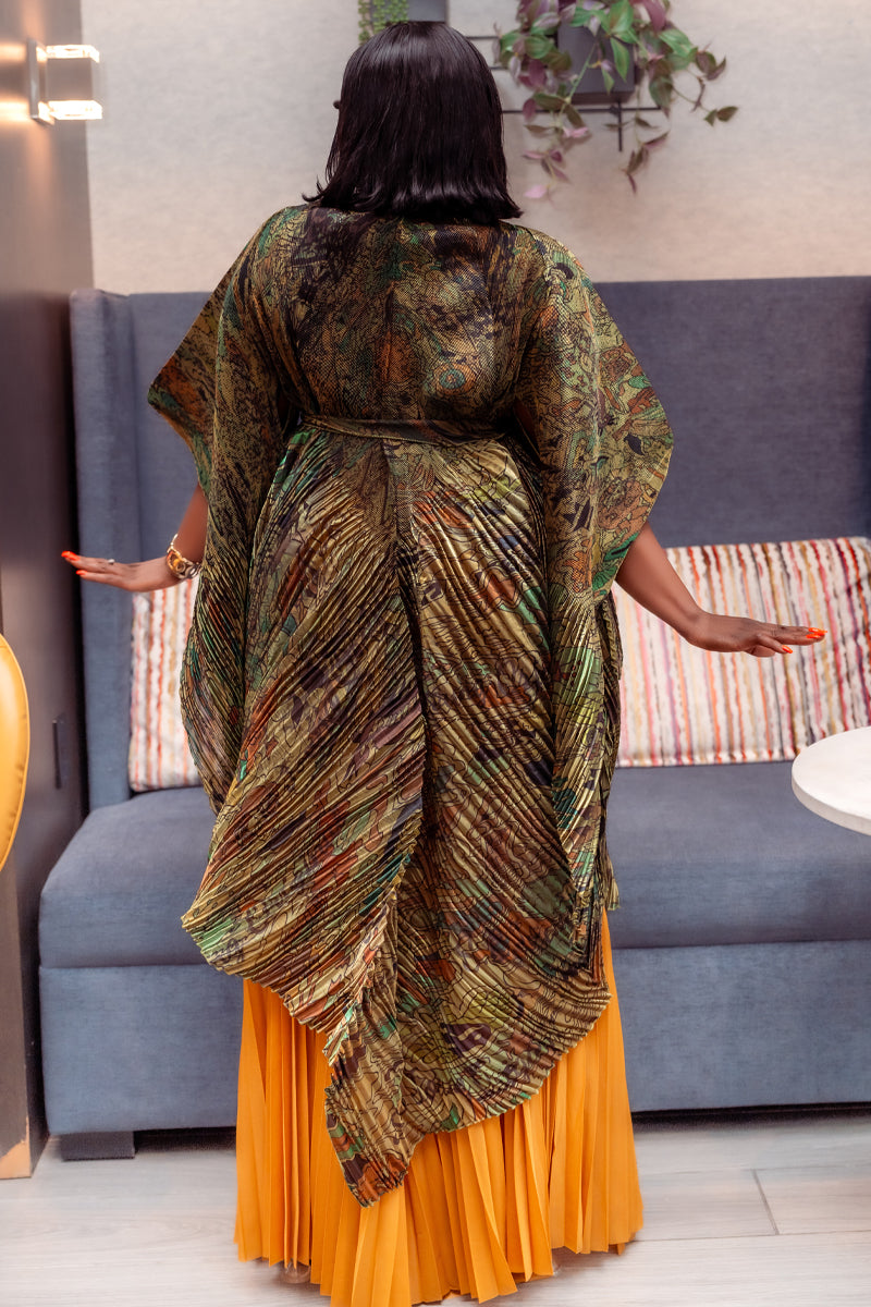 Miyake Pleated Pant & Top Set | Earth Tones & Golden Glow