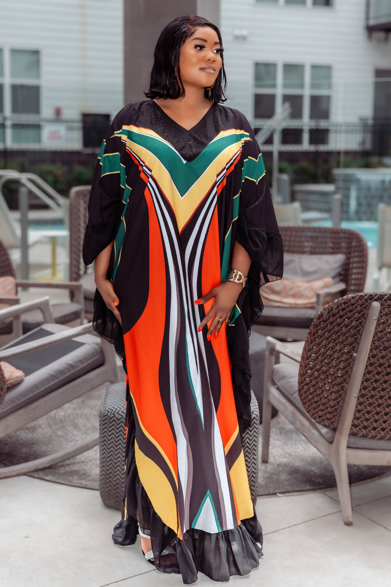 Vibrant African Print Bubu Maxi Dress