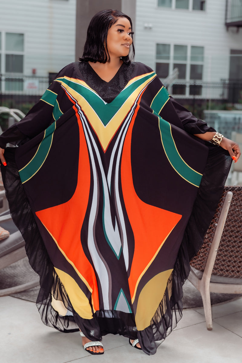 Vibrant African Print Bubu Maxi Dress