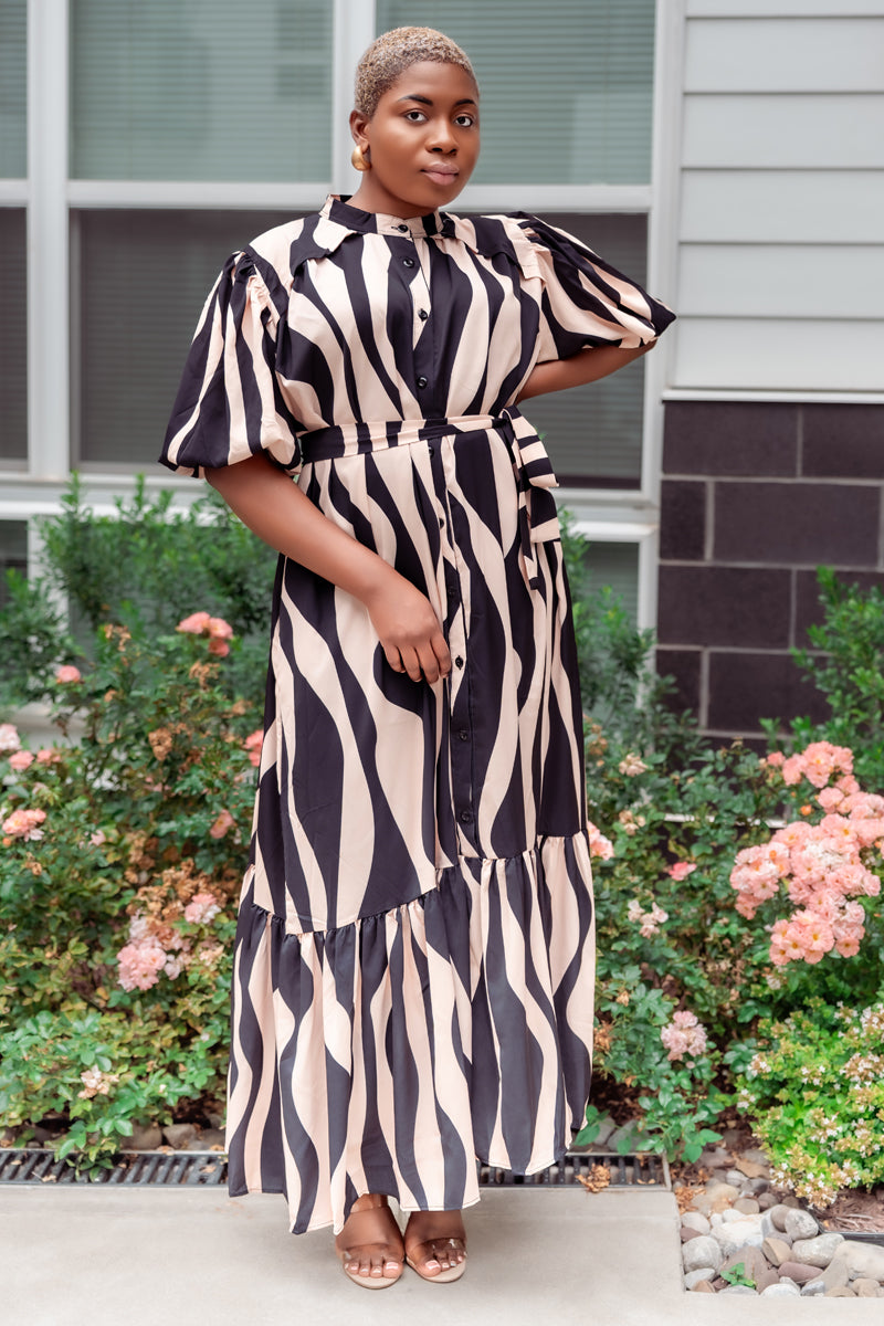 Bold Zebra Print Maxi Dress