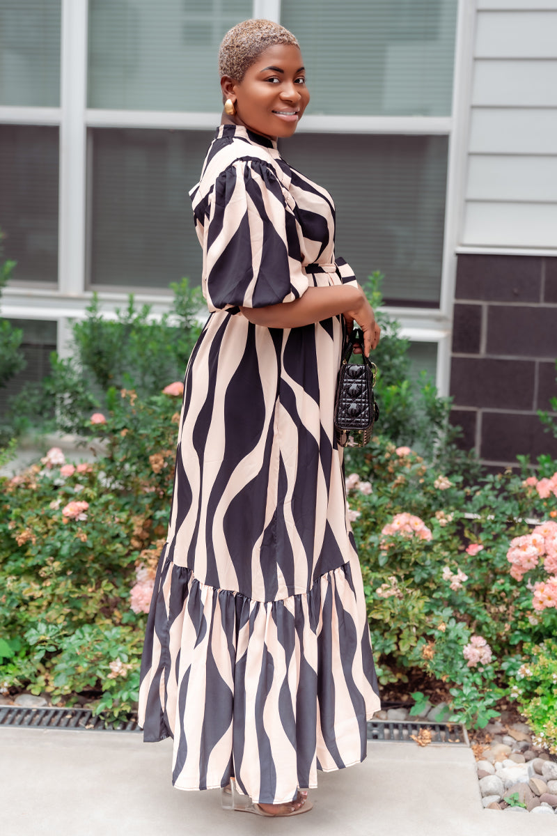 Bold Zebra Print Maxi Dress