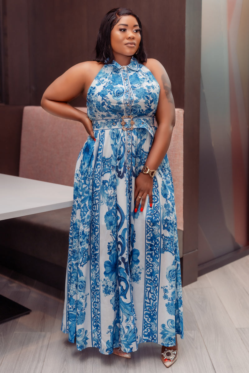 Ayah Blue Elegance Maxi Dress