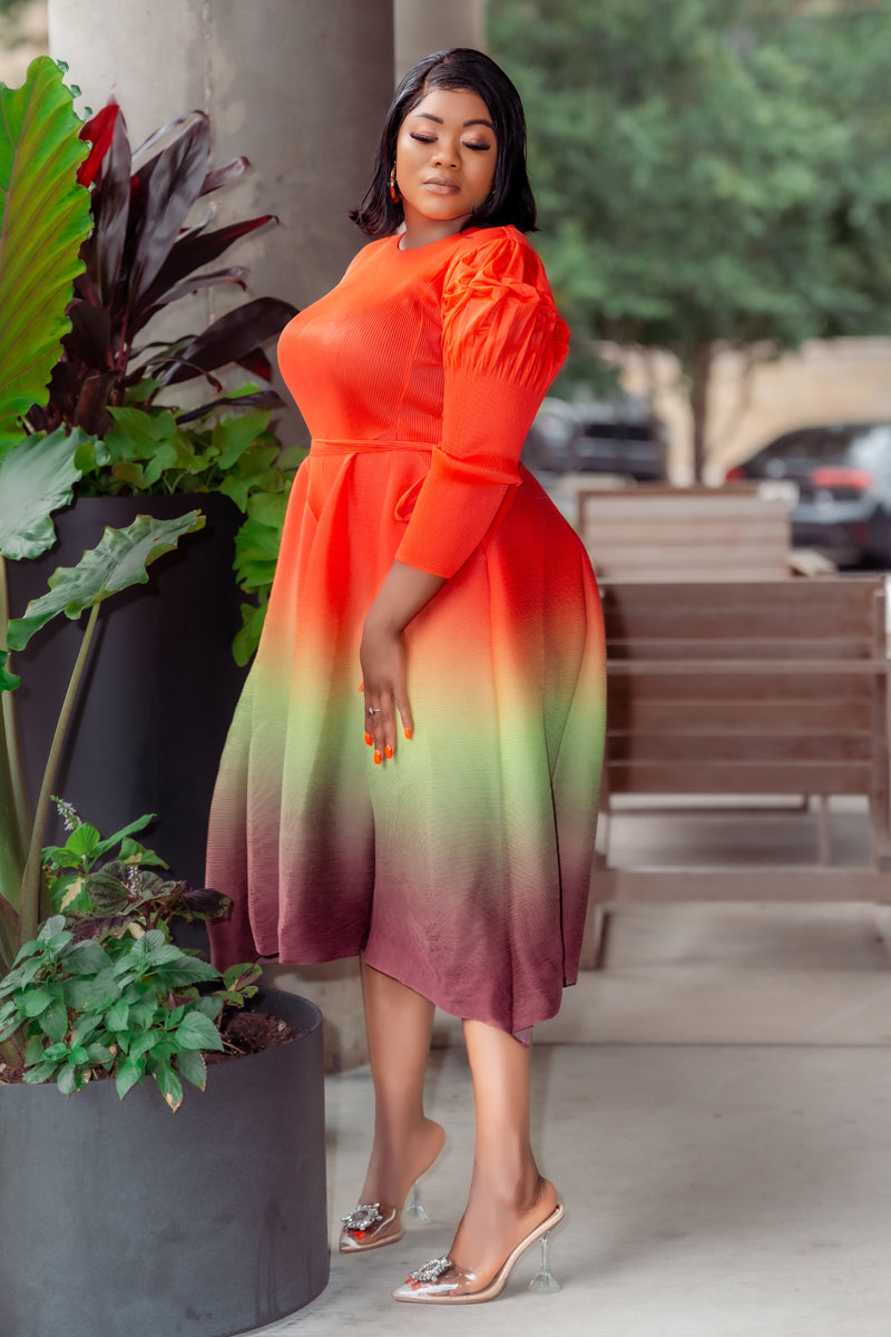 Sunset Glow Miyake Dress
