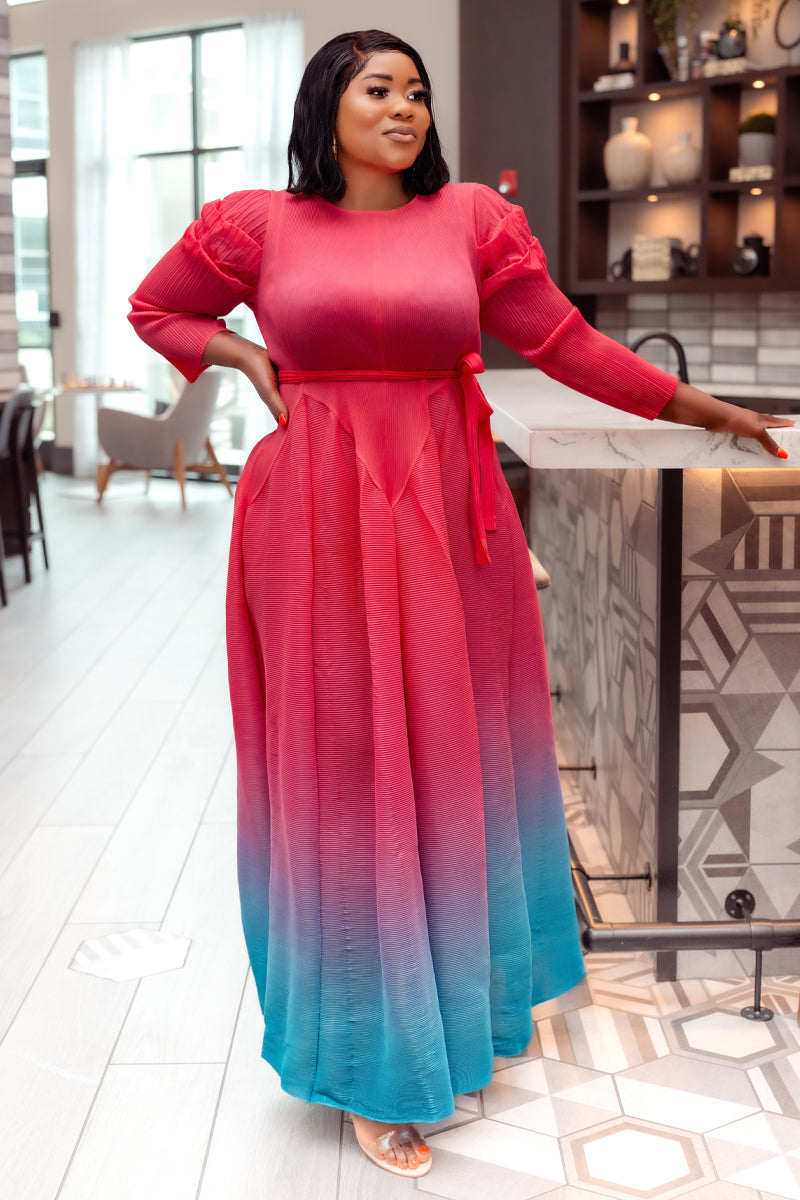 Radiance Ombre Miyake Dress