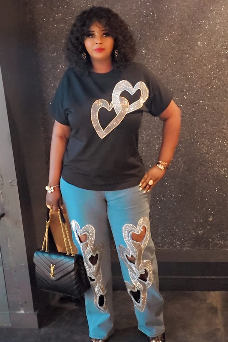 Sparkle Heart Jean & Top Set