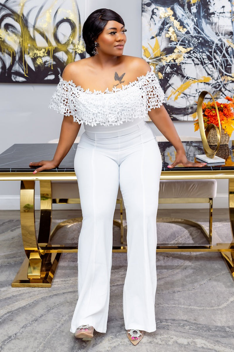 ELEGANT OFF- SHOULDER LACE JUMPSUIT