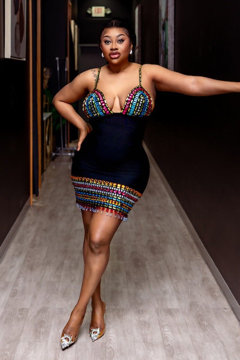 Elegant Beaded Bodycon Dress
