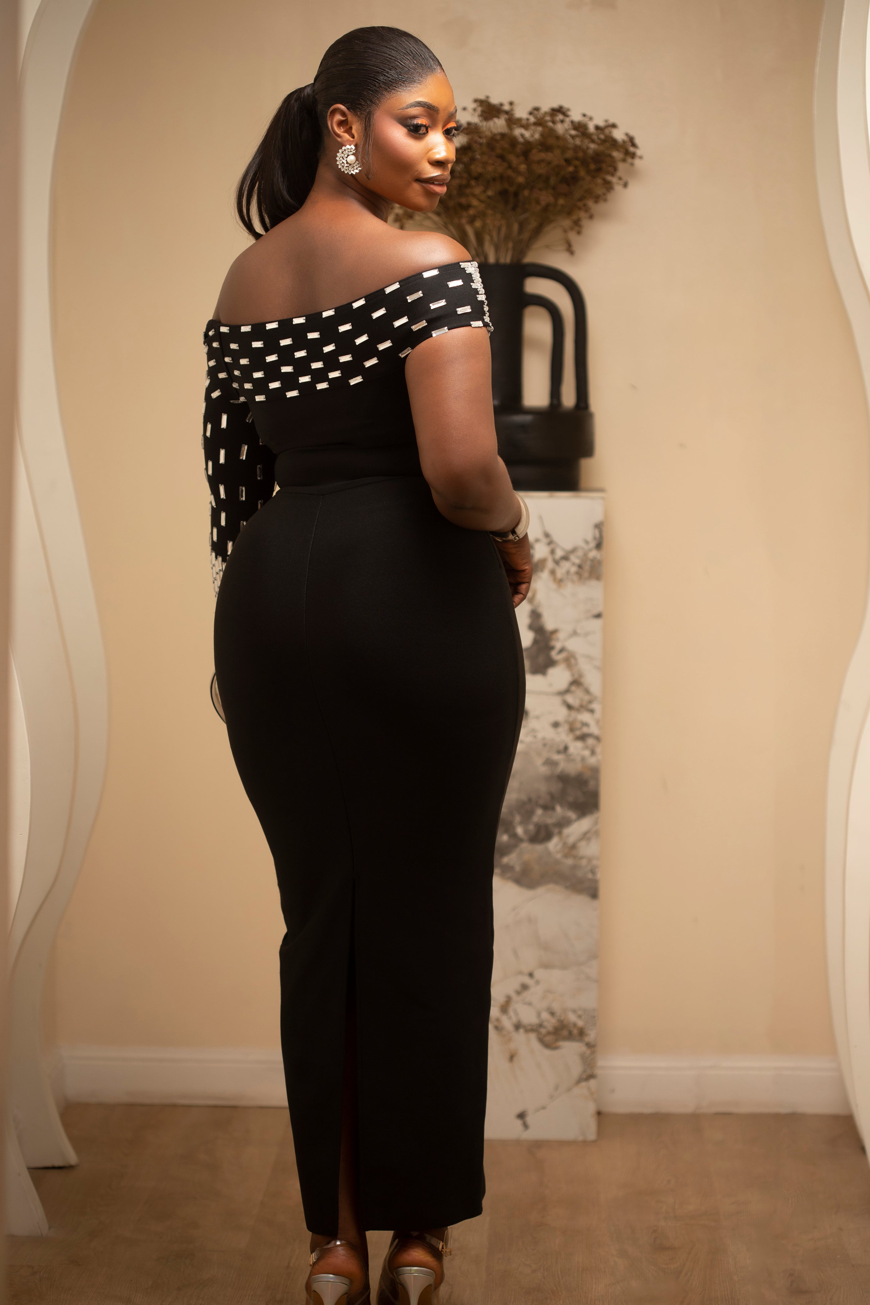 Midnight Glam One-Shoulder Maxi Dress