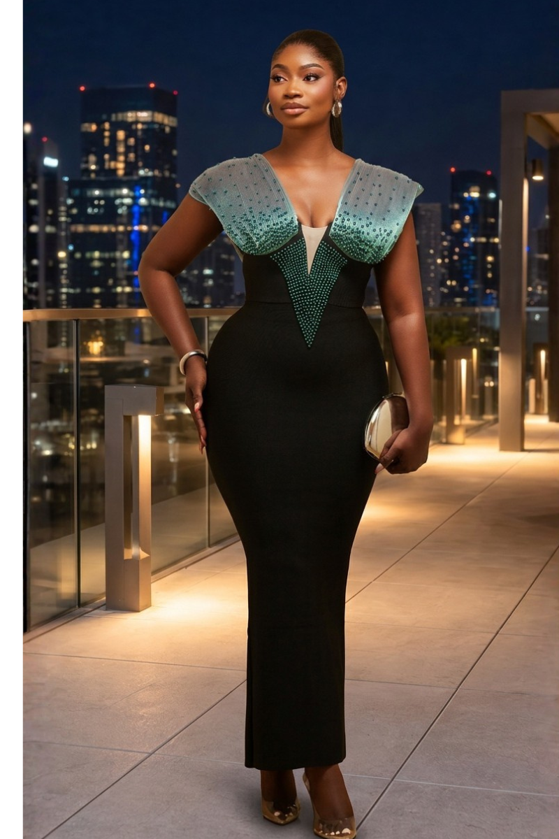 Sunset Glam Embellished Maxi Dress
