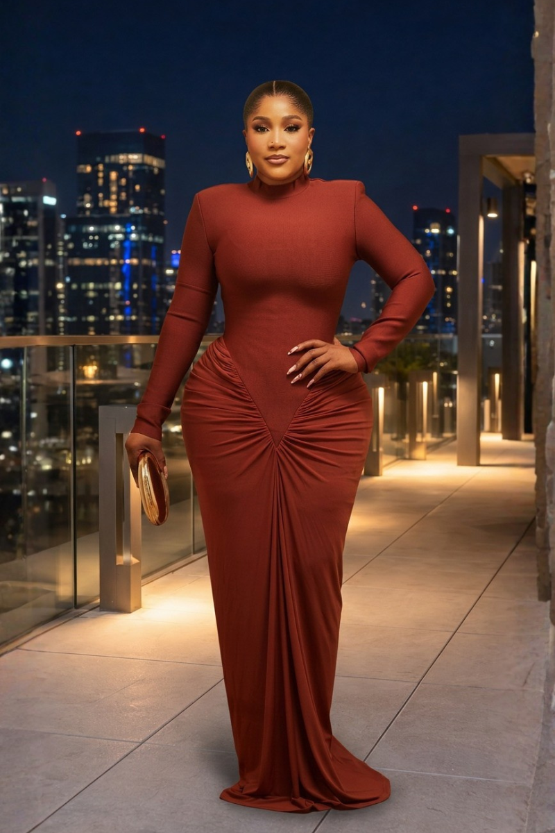 Lydia Sculpted Elegance Ruched Maxi Dress