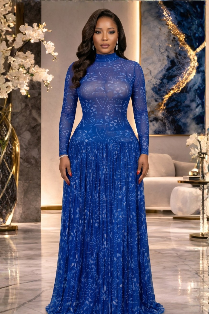 Zuri Mesh Pleated Maxi Dress