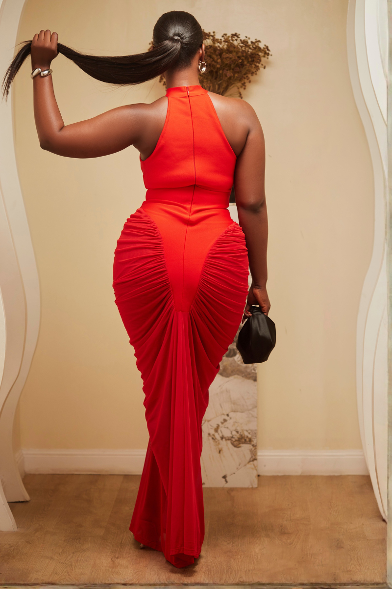 Ruby Sculpted Ruched Maxi Dress