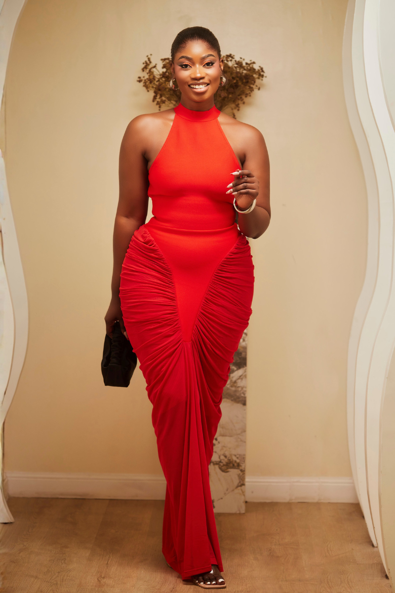Ruby Sculpted Ruched Maxi Dress