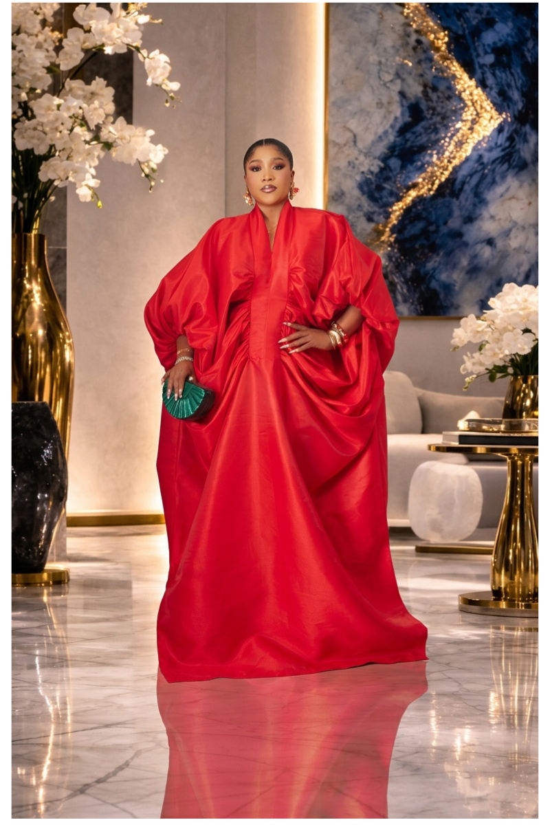 Amina Luxe Kaftan Gown – Red