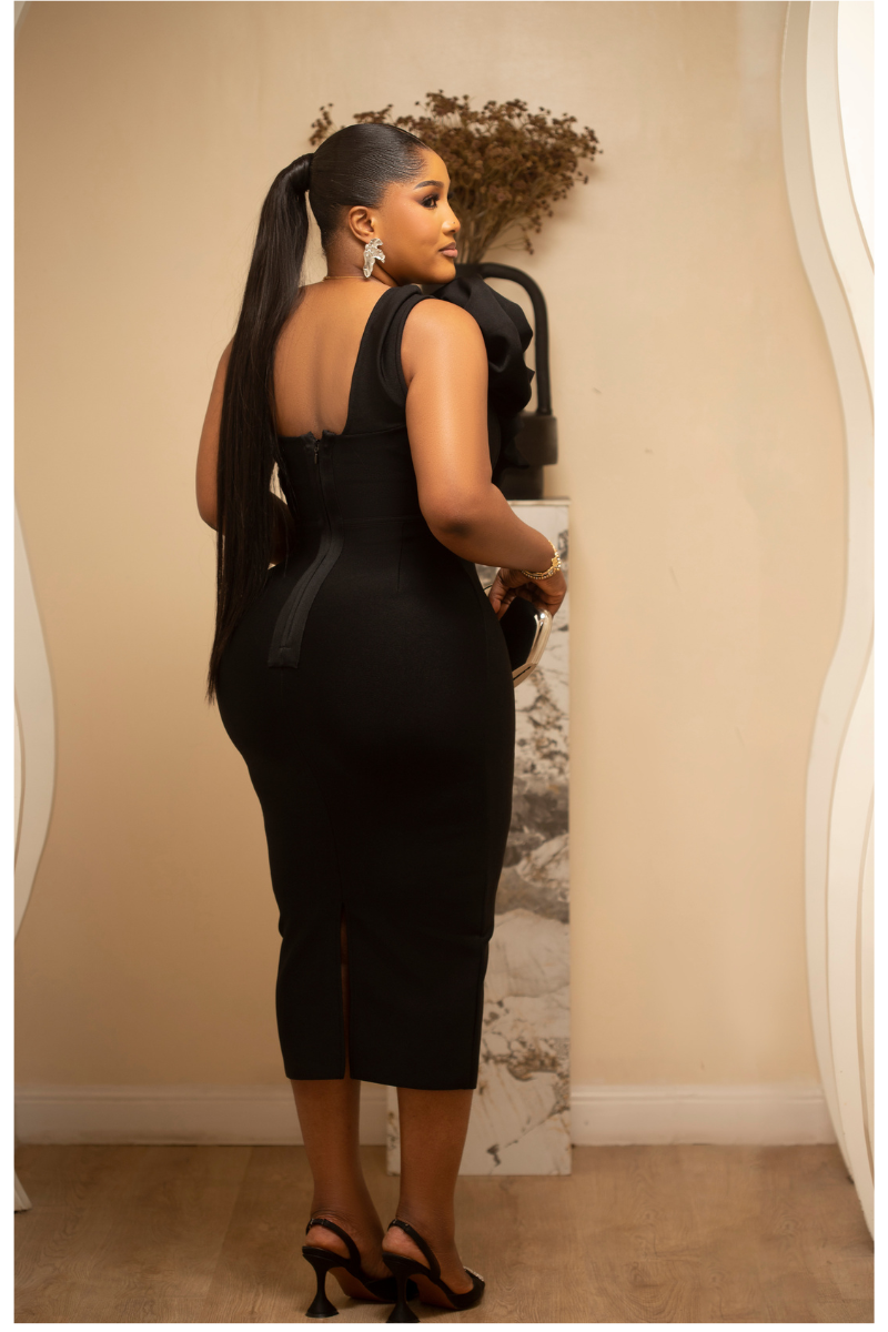 Bella Noir Midi Dress