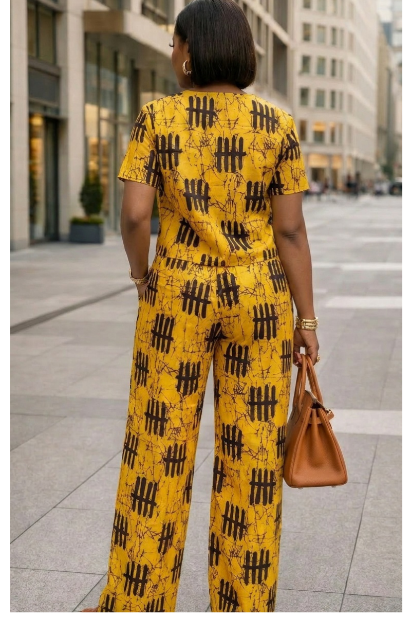 Zeze Golden Print Pant Set