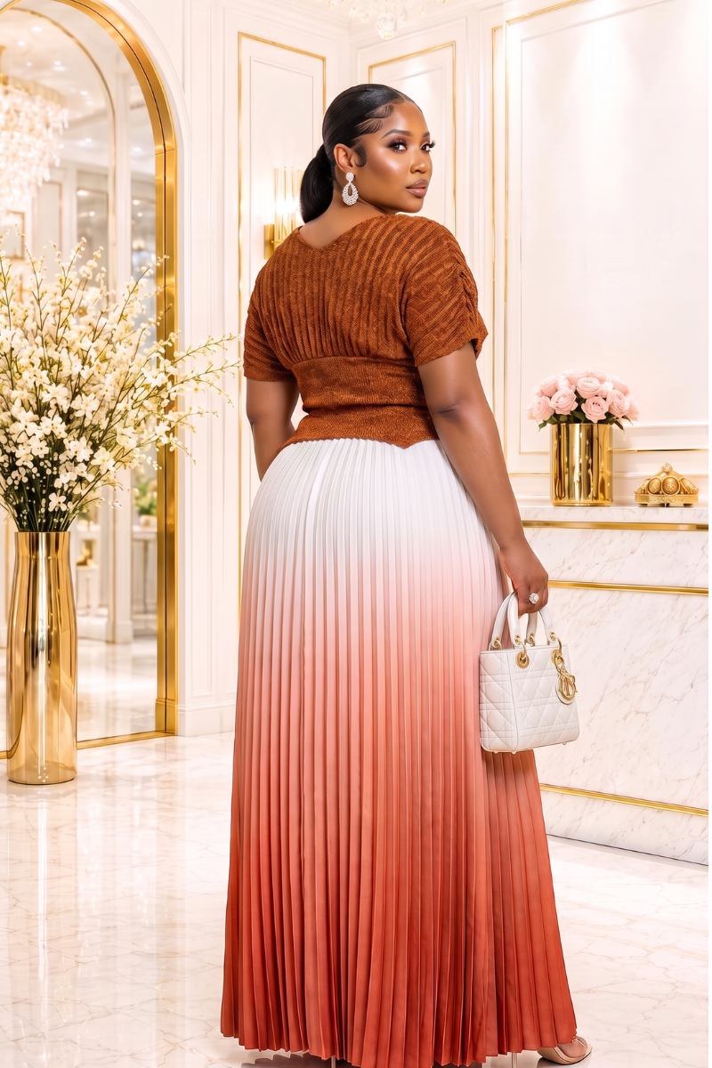 Kadie Luxe Miyake Pleated Skirt & Top Set