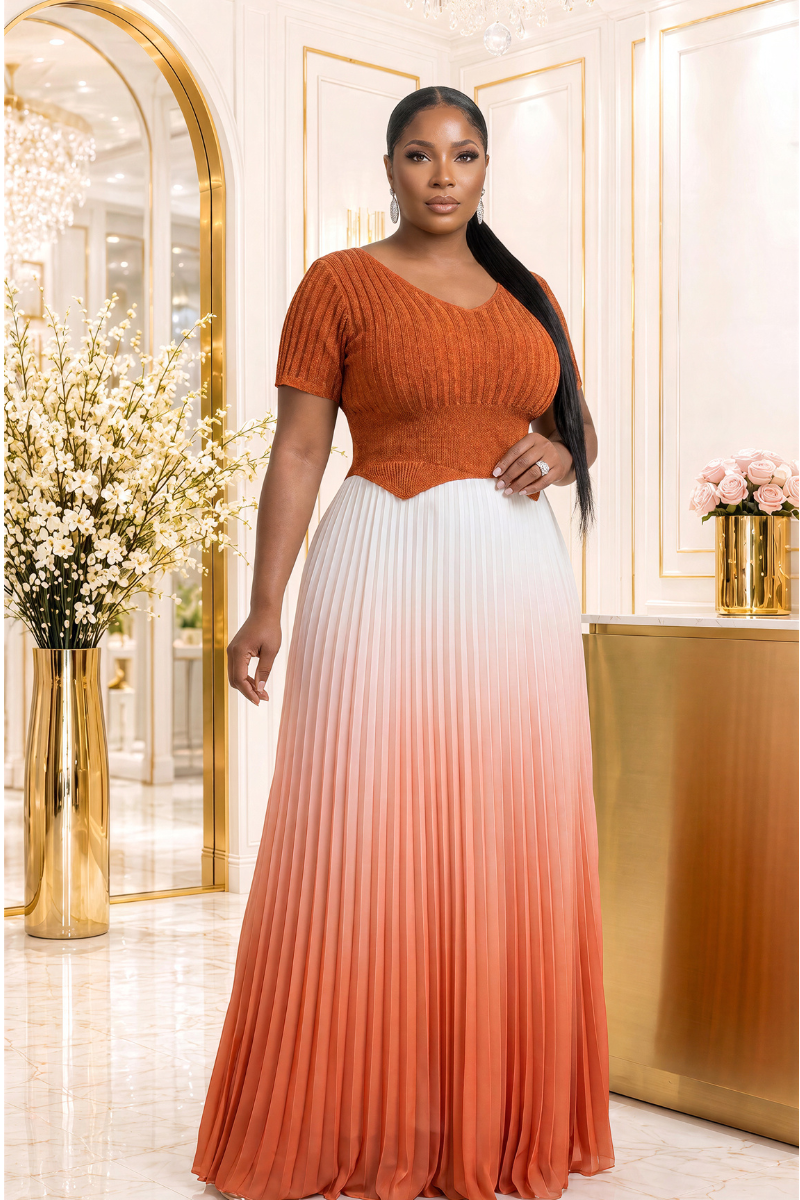Kadie Luxe Miyake Pleated Skirt & Top Set