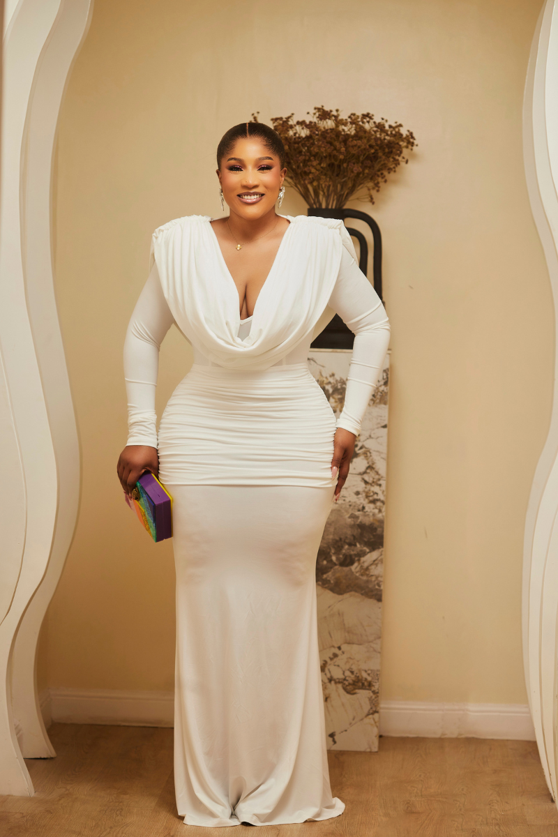“Zuri Drape Elegance Maxi Dress”