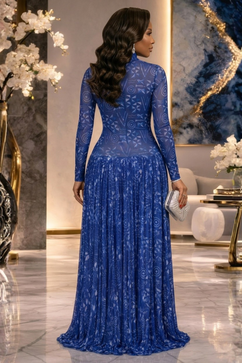 Zuri Mesh Pleated Maxi Dress