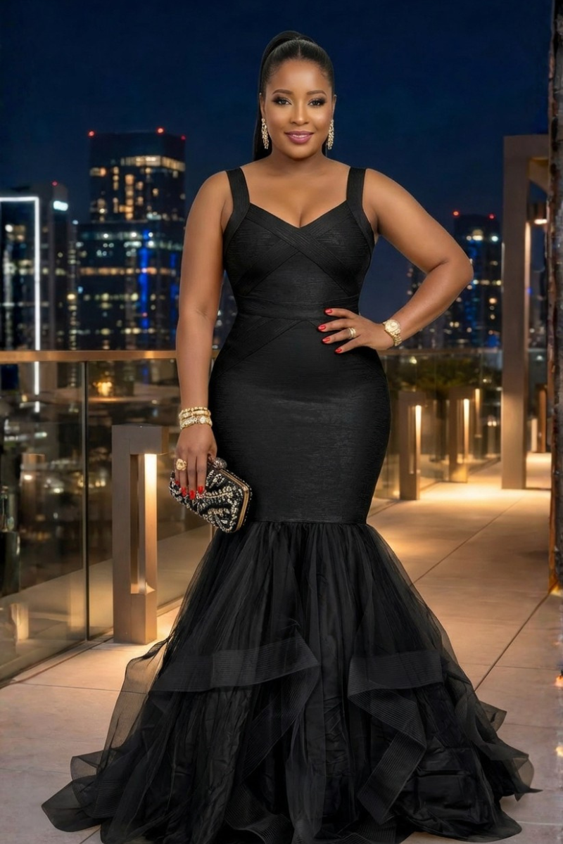 Zaria Noir Mermaid Maxi Dress