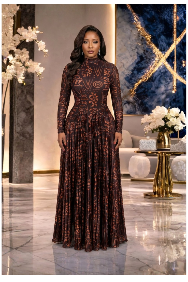 Zuri Mesh Pleated Maxi Dress