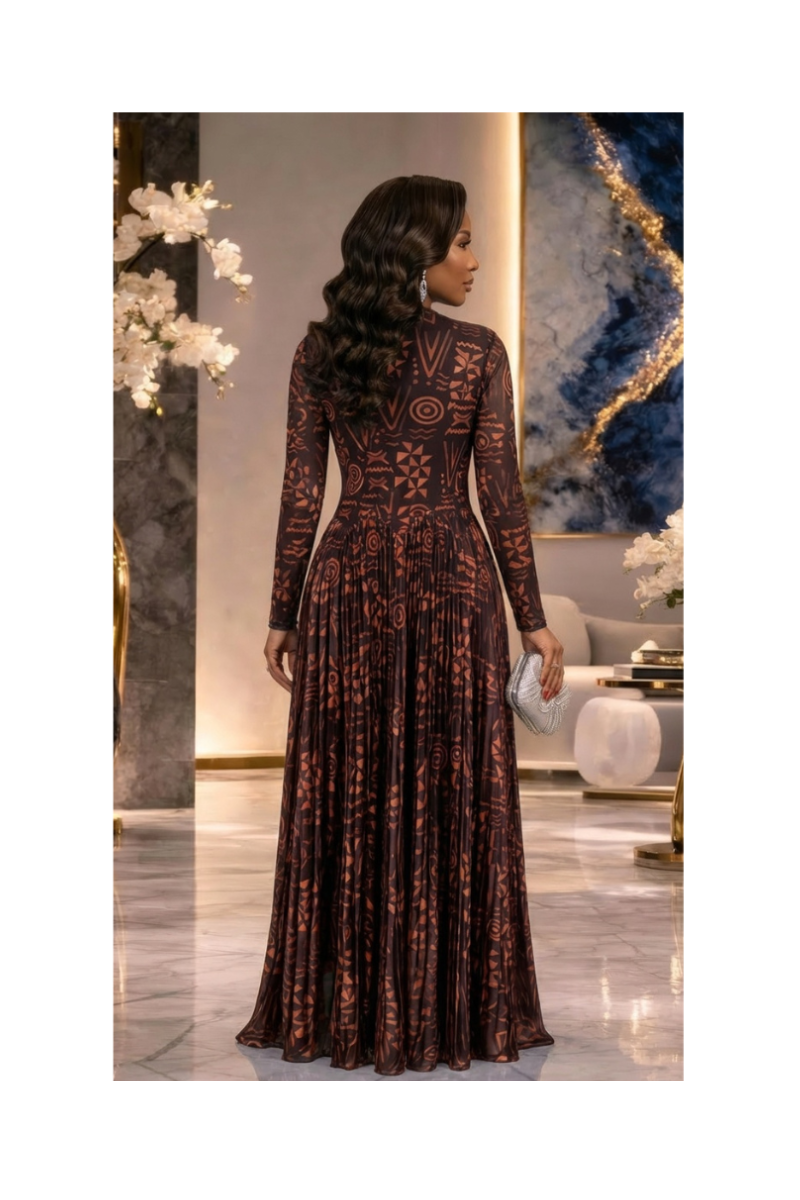 Zuri Mesh Pleated Maxi Dress